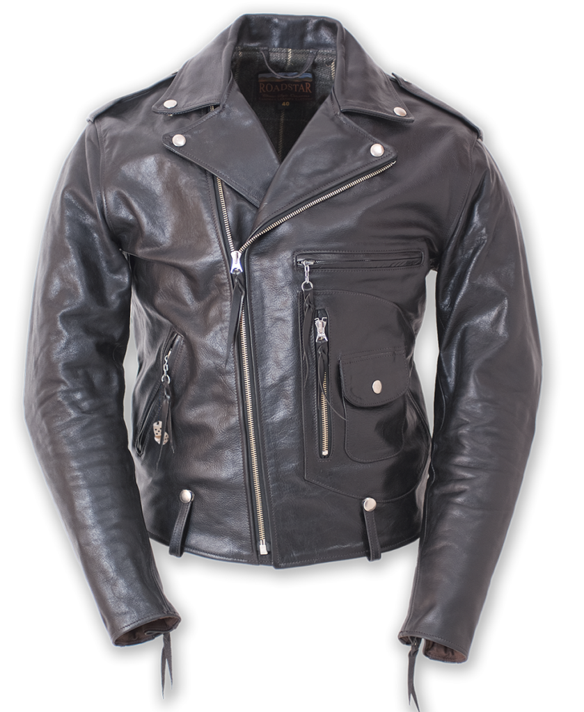 ELMC Roadstar 1950s Motorcycle Jacket, Black Horsehide