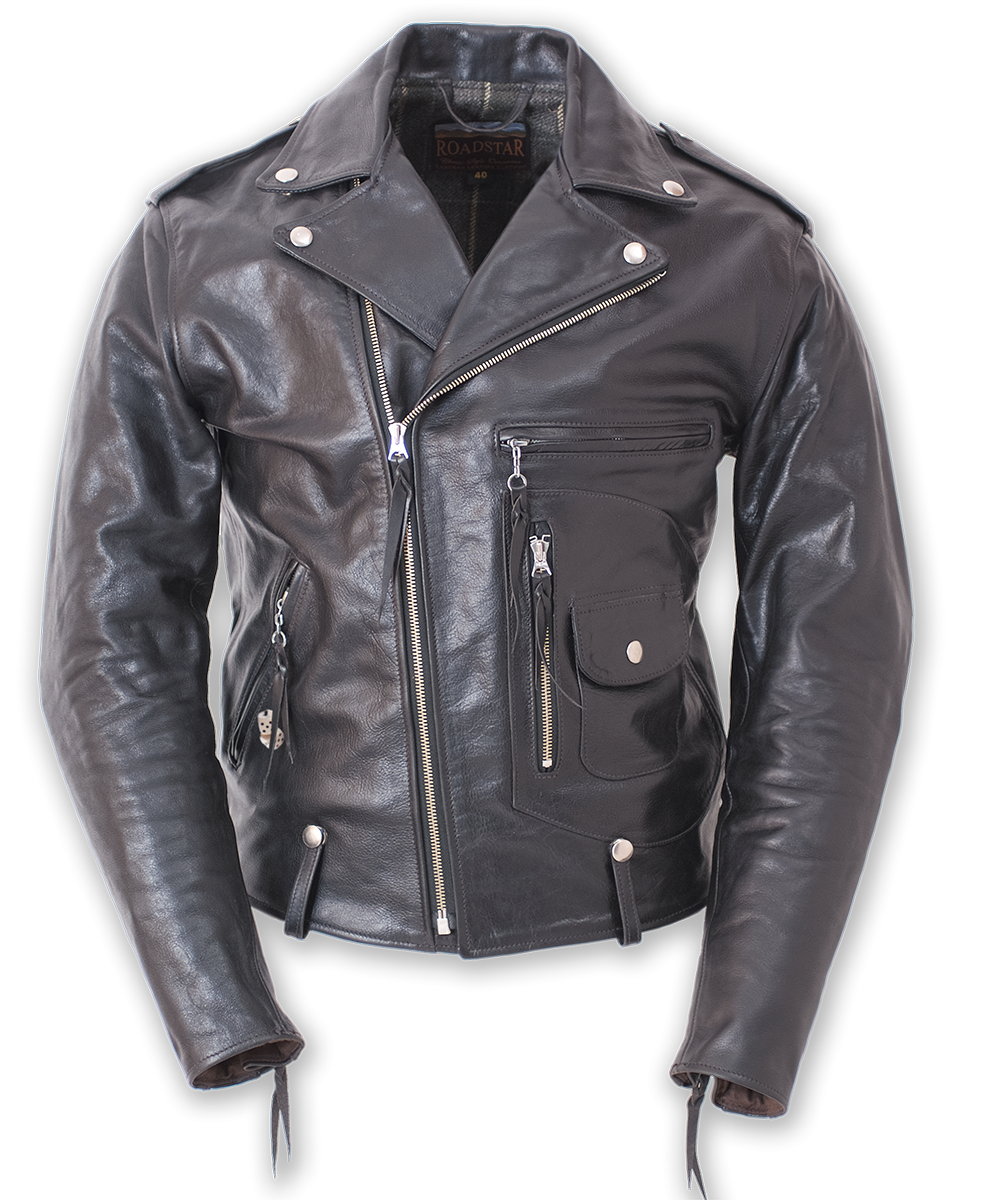 ELMC Roadstar 1950s Motorcycle Jacket, Black Horsehide
