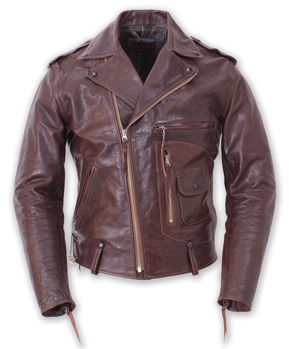 ELMC Roadstar 1950s Motorcycle Jacket, Walnut Horsehide