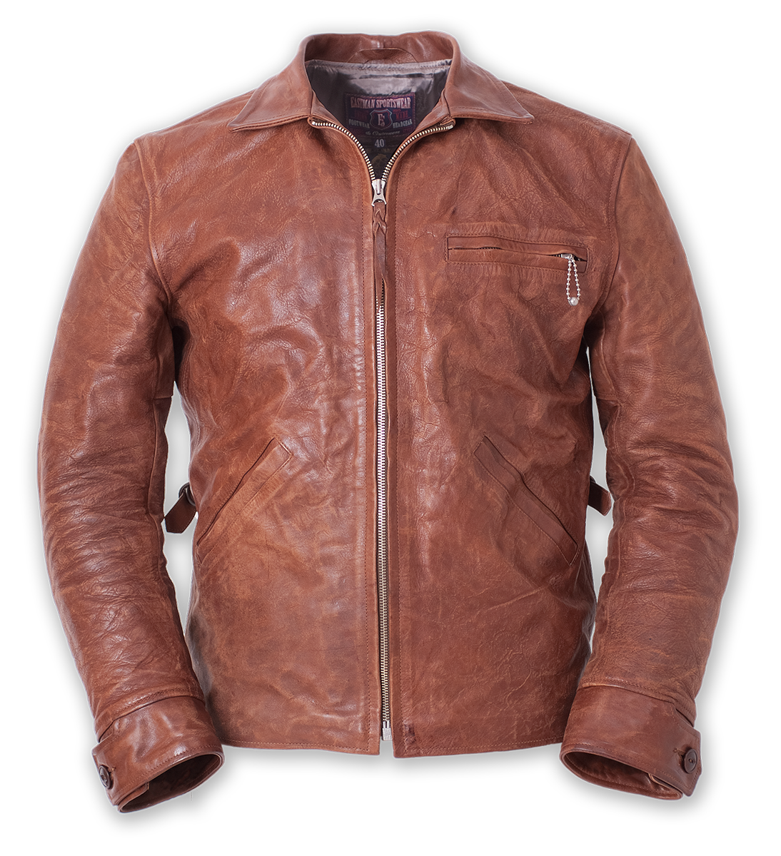 ELMC Californian Vintage-Style, Half-Belt Jacket, Havana Brown