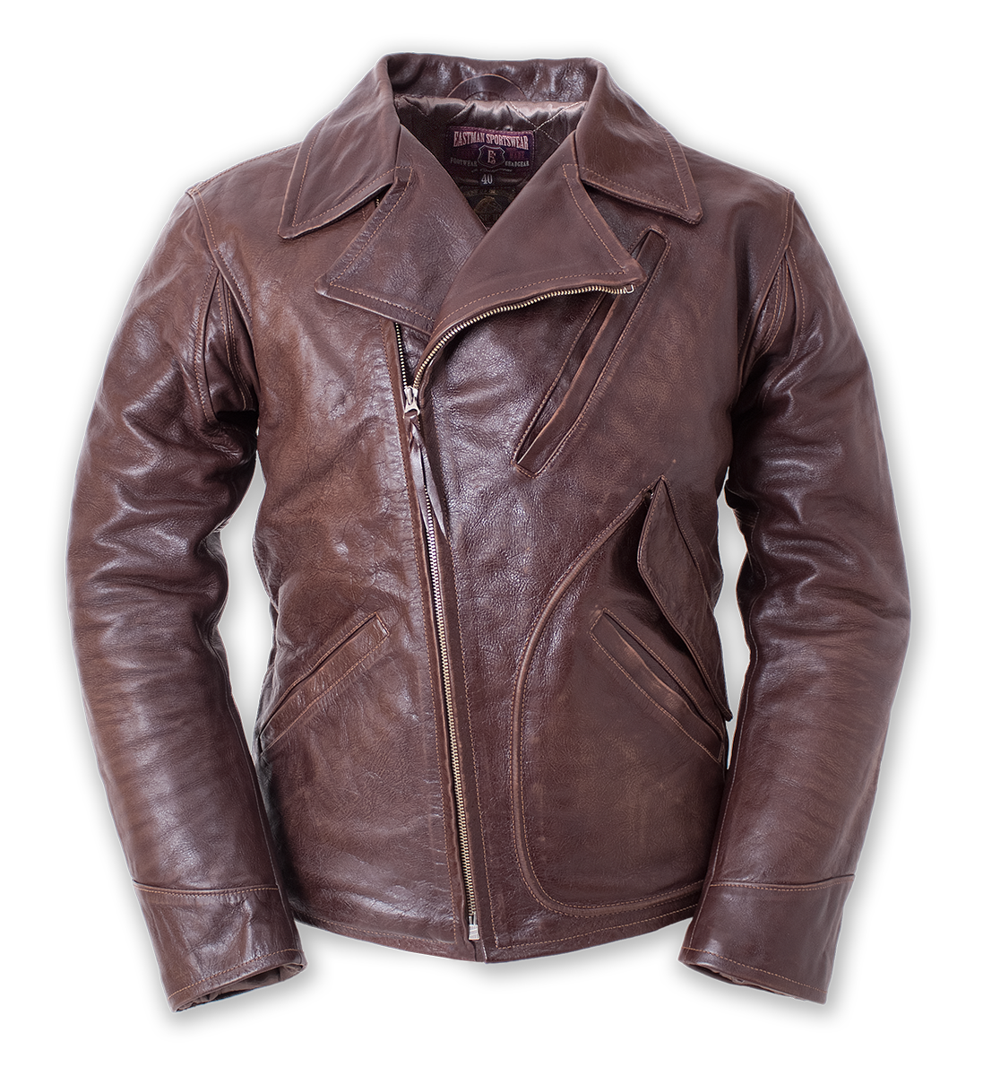 ELMC Windward Vintage-Style Motorcycle Jacket, American Walnut
