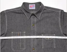 Gray denim jacket on white background.