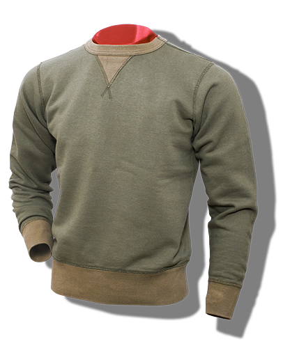 Buzz-Rickson-Sweatshirt-Loop-Wheeled-Set-In-Sleeve-br65622-149-olive
