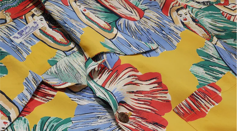 Colorful tropical floral Hawaiian shirt fabric